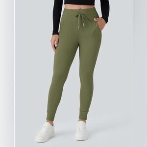 Halara brand Olive High-Waist Drawstring Jogger Pants for Women